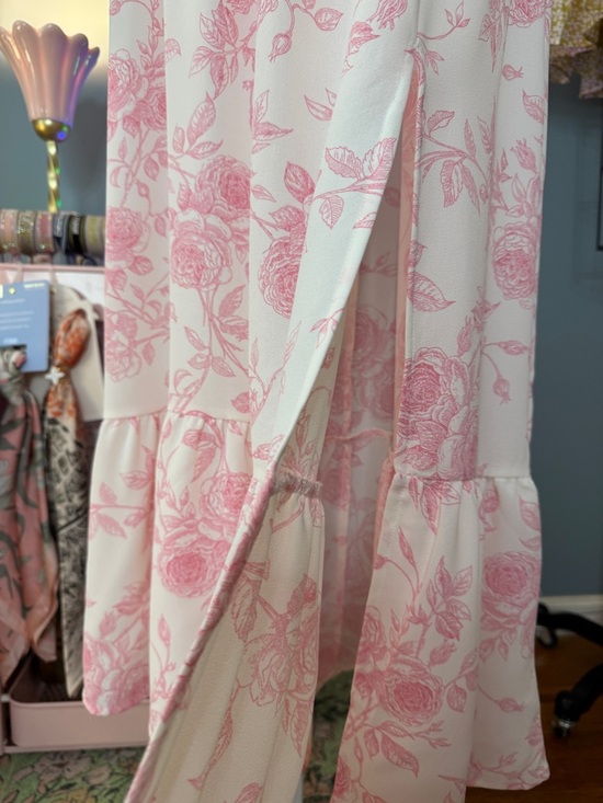 111 • Elizabeth Blush Roses Romantic Pink Floral Maxi Dress with Puff Sleeves - Picture 4 of 12